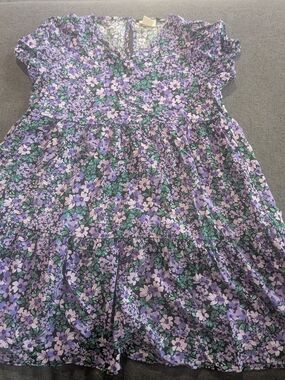 Crewcuts Purple Floral Tiered Dress